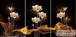 file tranh ghep 3 tam decor nghe thuat hoa da ngoc