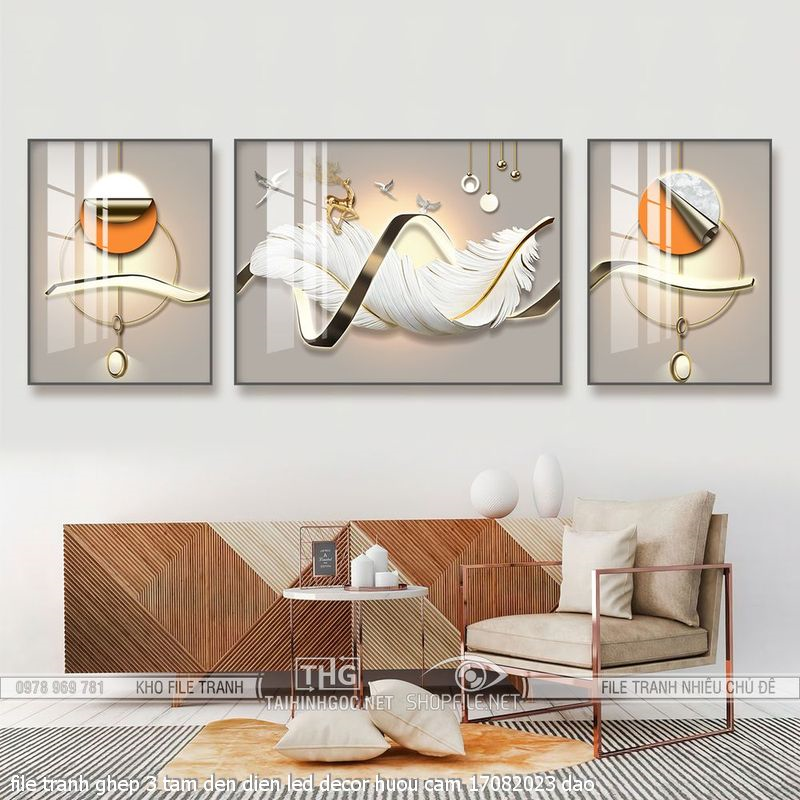 file tranh ghep 3 tam den dien led decor huou cam 17082023 dao