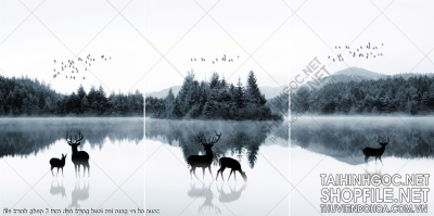 file tranh ghep 3 tam den trang huoi nai rung va ho nuoc