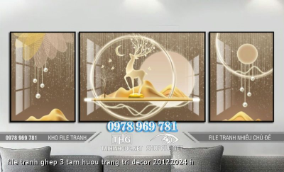 file tranh ghep 3 tam huou trang tri decor 20122024 h