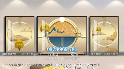 file tranh ghep 3 tam lam song huou trang tri decor 20092024 h