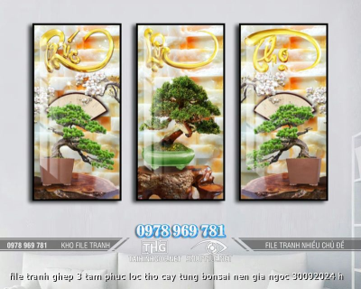 file tranh ghep 3 tam phuc loc tho cay tung bonsai nen gia ngoc 30092024 h