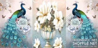 file tranh ghep 3 tam phuong hoang binh hoa