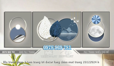 file tranh ghep 3 tam trang tri decor long chim mat trang 28122024 h