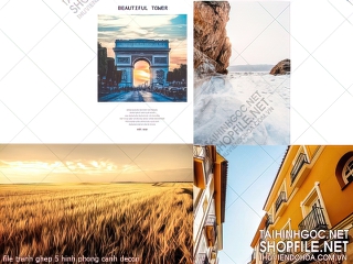 file tranh ghep 5 hinh phong canh decor