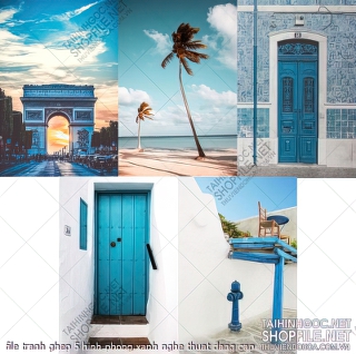 file tranh ghep 5 hinh phong xanh nghe thuat dang cap