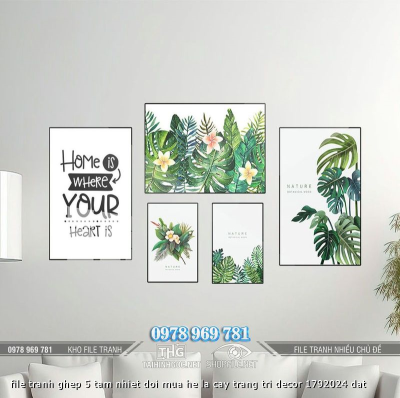 file tranh ghep 5 tam nhiet doi mua he la cay trang tri decor 1792024 dat