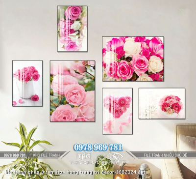 file tranh ghep 6 tam hoa hong trang tri decor 1682024 dat