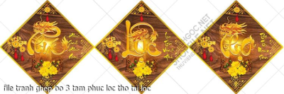 file tranh ghep bo 3 tam phuc loc tho tai loc