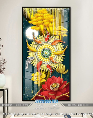 file tranh ghep hoa sen va ca chep cay kim tien tai loc 08012025 hanh