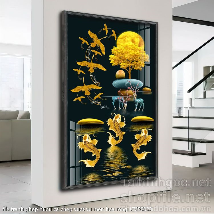 file tranh ghep huou ca chep vuot vu mon hoa rong 17052023