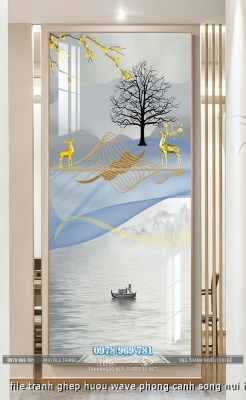 file tranh ghep huou wave phong canh song nui huu tinh non nuoc
