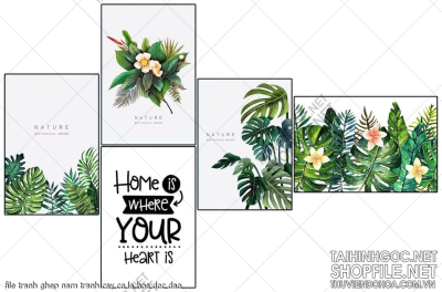 file tranh ghep nam tranh cay co la hoa doc dao