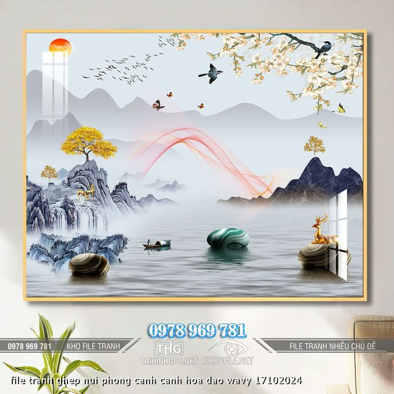 file tranh ghep nui phong canh canh hoa dao wavy 17102024