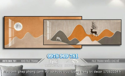 file tranh ghep phong canh nui va huou truu tuong trang tri decor 17082024 h