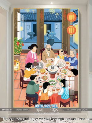 file tranh gia dinh ngay tet sum hop sum vay mua xuan nam moi