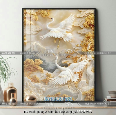 file tranh gia ngoc chim hac dat vang gold 23072025