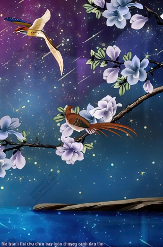 file tranh hai chu chim bay luon chuyen canh dao tim