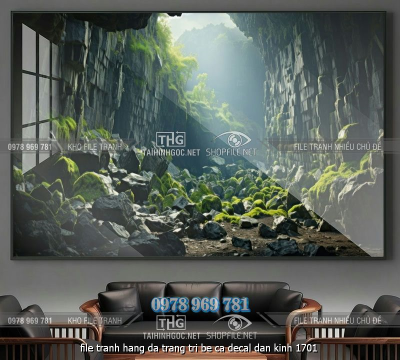 file tranh hang da trang tri be ca decal dan kinh 1701