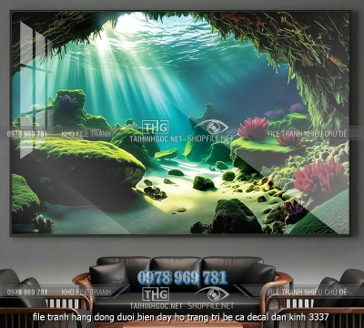 file tranh hang dong duoi bien day ho trang tri be ca decal dan kinh 3337