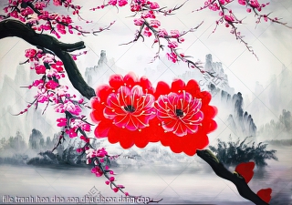 file tranh hoa dao son dau decor dang cap