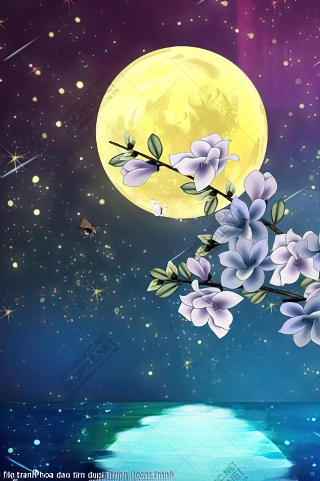 file tranh hoa dao tim duoi trang decor tranh