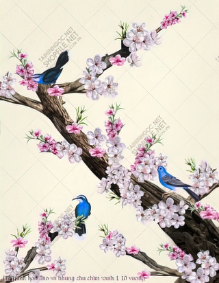 file tranh hoa dao va nhung chu chim xanh 1 10 vuong file tranh hoa dao va nhung chu chim xanh 1 10 vuong