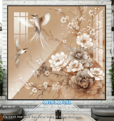 file tranh hoa mau don decor trang tri chim chao mao
