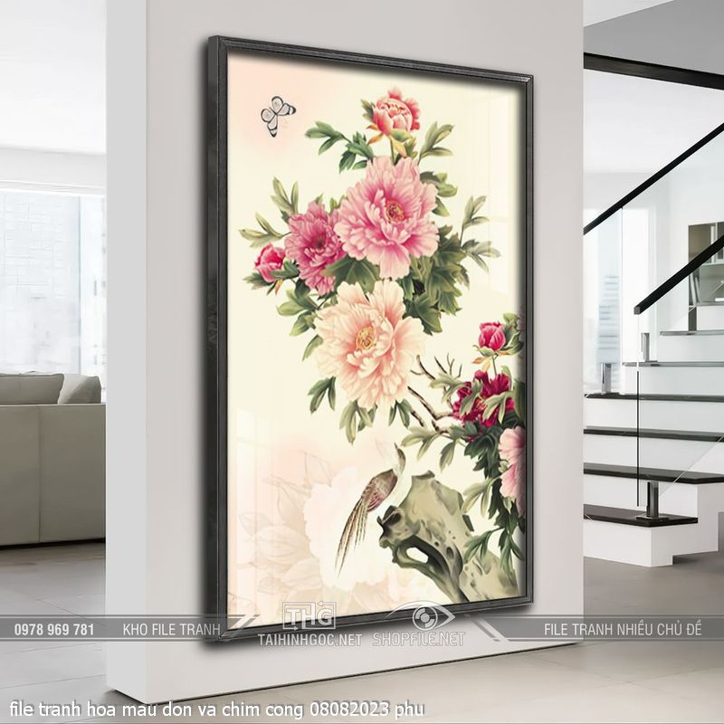 file tranh hoa mau don va chim cong 08082023 phu