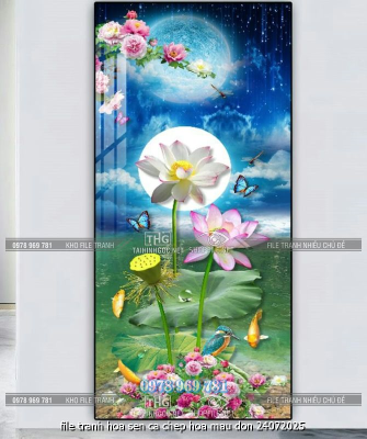 file tranh hoa sen ca chep hoa mau don 24072025