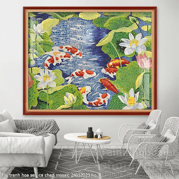 file tranh hoa sen ca chep mosaic 24052023 ho