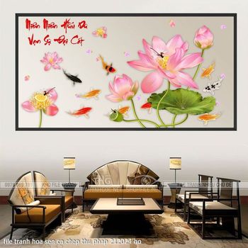 file tranh hoa sen ca chep thu phap 212024 ho