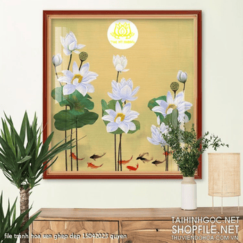 file tranh hoa sen ghep dep 15042023 quyen