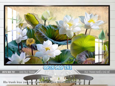 file tranh hoa sen son dau decor nghe thuat 20092024 h