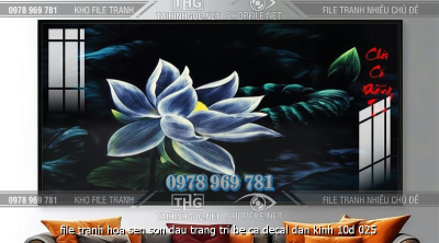 file tranh hoa sen son dau trang tri be ca decal dan kinh 10d 025