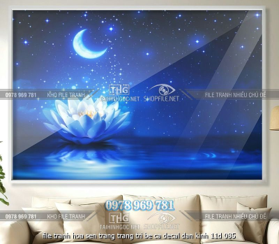 file tranh hoa sen trang trang tri be ca decal dan kinh 11d 085