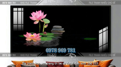 file tranh hoa sen trang tri be ca decal dan kinh 10d 033
