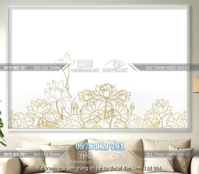 file tranh hoa sen trang tri be ca decal dan kinh 12d 004