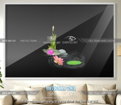 file tranh hoa sen trang tri be ca decal dan kinh 12d 065