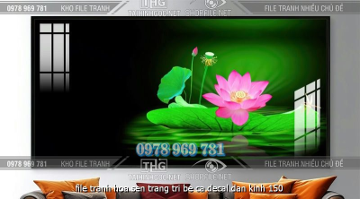 file tranh hoa sen trang tri be ca decal dan kinh 150