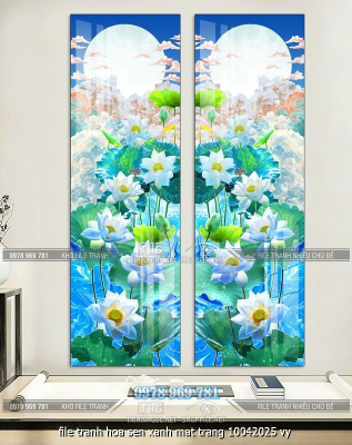 file tranh hoa sen xanh mat trang 10042025 vy