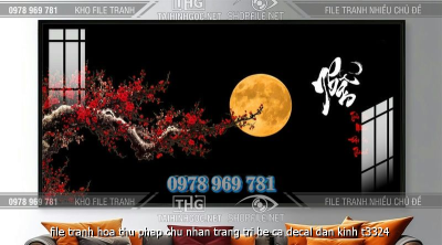 file tranh hoa thu phap chu nhan trang tri be ca decal dan kinh t3324