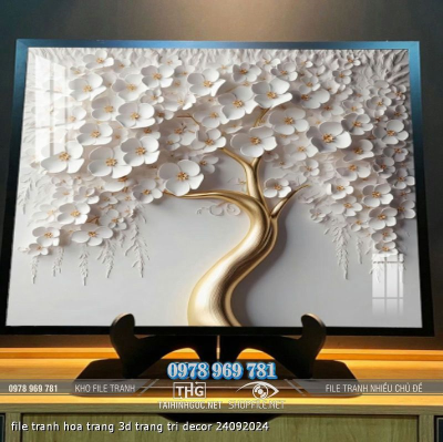 file tranh hoa trang 3d trang tri decor 24092024