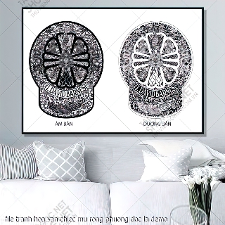 file tranh hoa van chiec mu rong phuong doc la