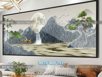 file tranh huou thac nuoc trang nui decor 12042025 h