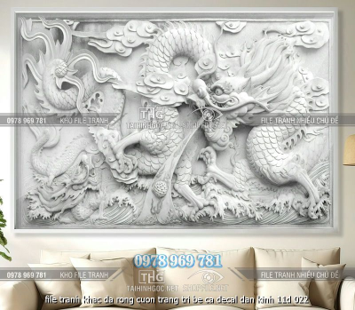 file tranh khac da rong cuon trang tri be ca decal dan kinh 11d 022