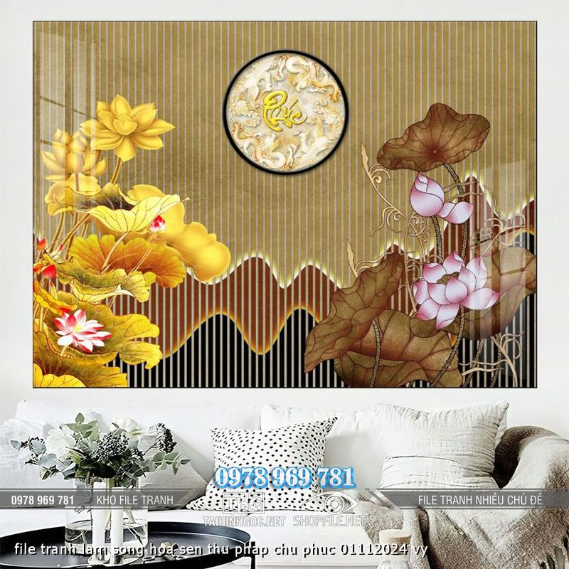 file tranh lam song hoa sen thu phap chu phuc 01112024 vy