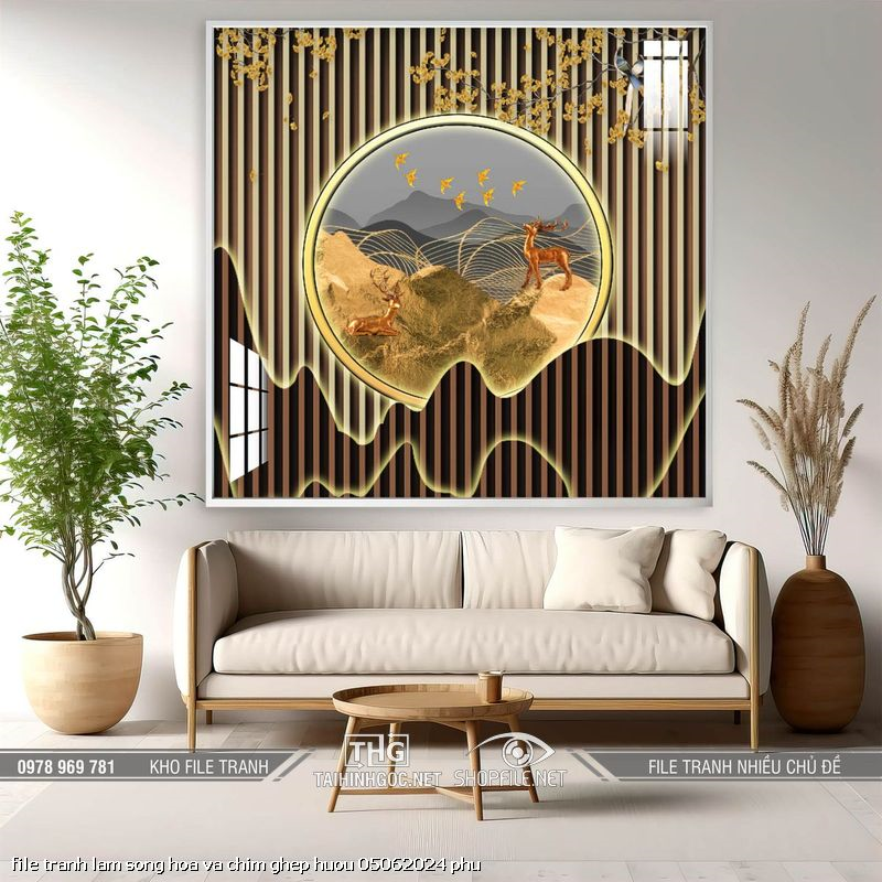 file tranh lam song hoa va chim ghep huou 05062024 phu