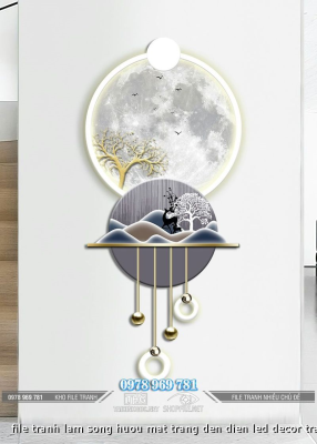 file tranh lam song huou mat trang den dien led decor trang tri 06082024 phu