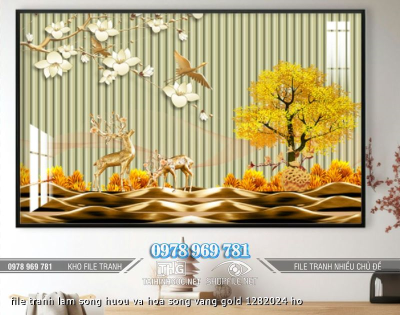 file tranh lam song huou va hoa song vang gold 1282024 ho